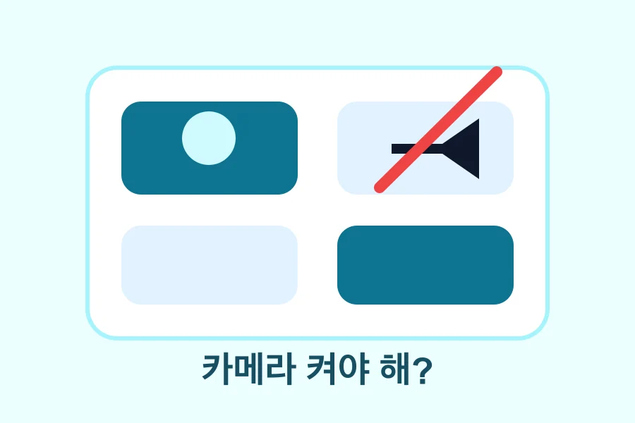 화상회의 화면과 꺼진 카메라 아이콘